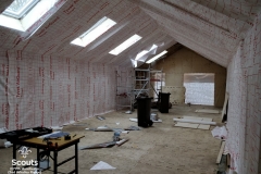 The interior during installation of the interal vapour barrier.